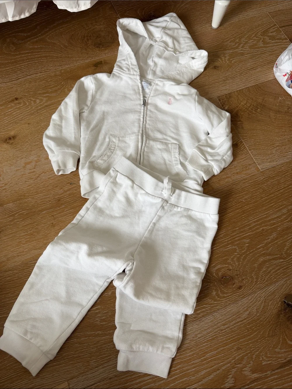 Ralph Lauren Baby White Hoodie and Jogger Set